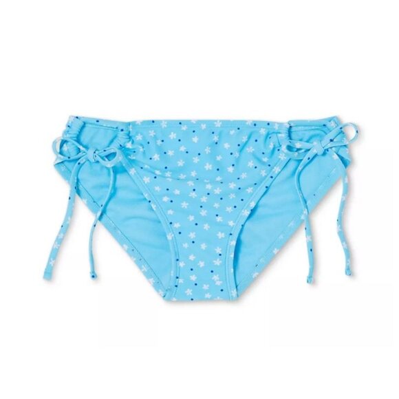 Xhilaration Juniors' Cheeky String Bikini Bottom Blue Floral Print Size XL - Picture 3 of 7